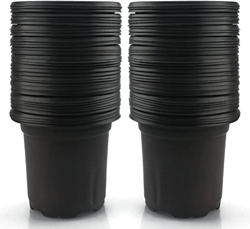 KINGLAKE 100Pcs Black Plastic Plant/Flower Pots 10CM Seed Seedling Pots for Gardener