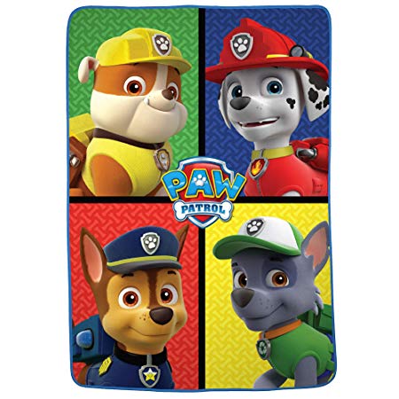 Nickelodeon Paw Patrol Soft Plush Microfiber Kids Bedding Blanket Twin/Full Size 62" x 90" Multi-Color Logo