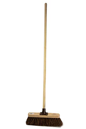 Newman & Cole Outdoor Sweeping Brush Stiff Yard Patio Garden Broom Natural Bassine Bristle Fitted with Wooden Handle (1)