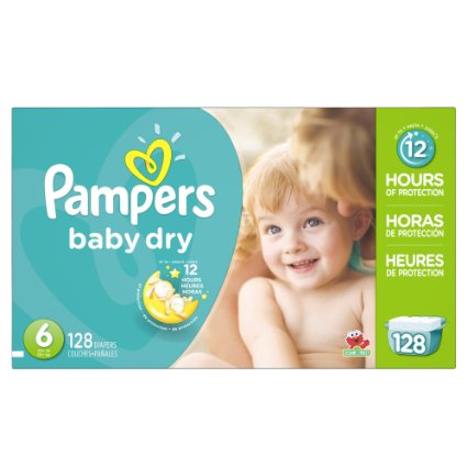 Pampers Baby Dry Diapers Economy Pack Plus, Size 6, 128 Count