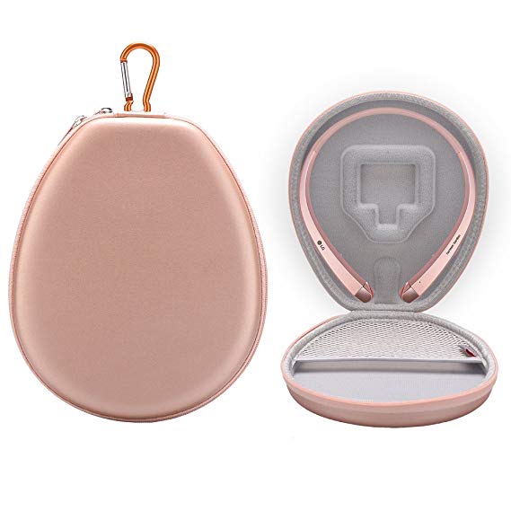 BOVKE Carrying Case for LG Electronics Tone   HBS-900 HBS-760 HBS-800 Stereo Wireless Bluetooth Headset Headphones Hard PU Travel Storage Protective Cover Box Bag, Rose Gold