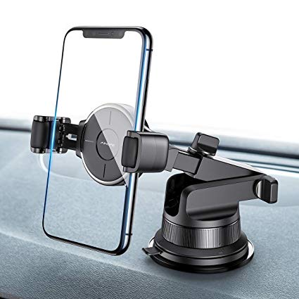 Car Mount Holder, Cell Phone Holder for Car Dashboard Windshield Universal Memory Cell Phone Cradle with Strong Sticky Suction Cup for iPhone XR/XS Max/X/8, Galaxy S10/S9/S8, Google and More by Ainope