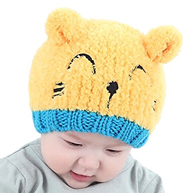 Hot Sale! Baby Boy Girls Cute Warm Knit Bear Hat Toddler Kid Winter Crochet Beanie Cap
