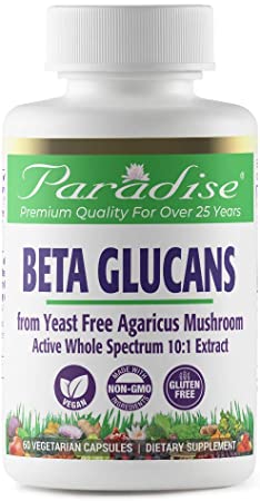 Paradise Herbs - Beta Glucans - from Most Abundant Yeast Free Sources of Beta 1,6 & 1,3 D-Glucans | Total Immune Enhancement - 60 Count