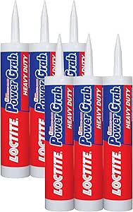 Loctite Power Grab Express Heavy Duty Construction Adhesive, Versatile Construction Glue for Wood, Wall, Tile, Foam Board & More - 9 fl oz Cartridge, Pack of 6