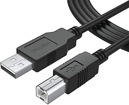 Pwr 6 Ft Long USB-2.0 Cable Type-A to Type-B High Speed Cord for Audio Interface, Midi Keyboard, USB Microphone, Mixer, Speaker, Monitor, Instrument, Strobe Light System Laptop Mac PC Type A to Type B (1.8 Meters)