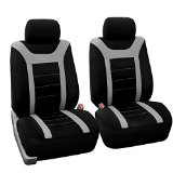 FH-FB070102 Pair Set Sports Bucket Seat Covers Airbag Ready Gray  Black - Fit Most Car Truck Suv or Van