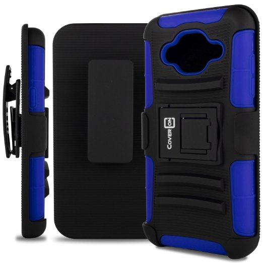 Galaxy J3 V Case, Galaxy J3 Case (2016), CoverON® [Explorer Series] Holster Hybrid Armor Belt Clip Hard Phone Case for Samsung Galaxy J3 V / J3 (2016) - Blue