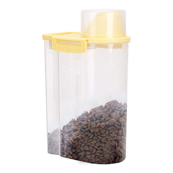 PISSION Pet Food Storage Container with Measuring Cup, Pour Spout and Seal Buckles Food Dispenser for Dogs Cats