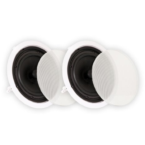 Theater Solutions TS80C 8-Inch In Ceiling Surround Sound HD Home Theater Round Kevlar Speaker Pair