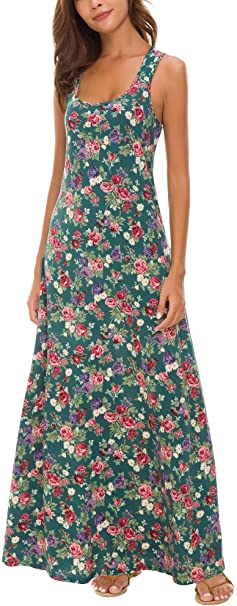 Urban CoCo Women's Floral Print Sleeveless Tank Top Maxi Dress