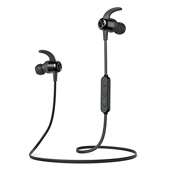 Bluetooth Headphones TaoTronics Wireless Earbuds Sport Earphones 20 Hours 5.0 Magnetic Lightweight & Fast Pairing (Noise Cancelling Mic, Snug Silicon Earbuds, Magnetic Design)