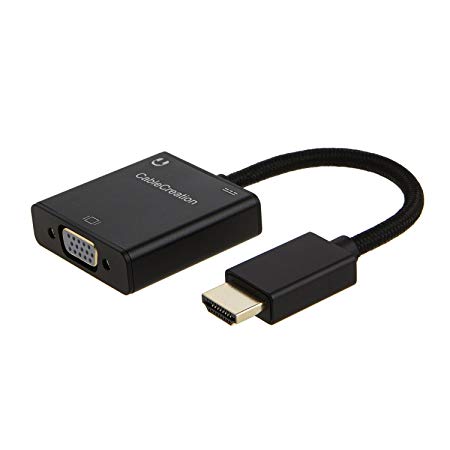 HDMI to VGA, CableCreation Gold-Plated HDMI to VGA Adapter, for PC Laptop Notebook HD DVD and More. Black Aluminum