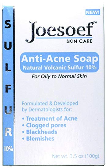Joesoef Anti-Acne Soap, Natural Volcanic Sulfur 10%, for Oily to Normal Skin, 3.5-Ounces (Pack of 3)