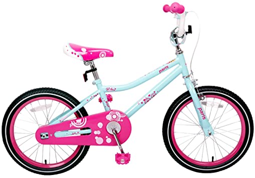 JOYSTAR Paris Girl's Bike for Ages 3-9 Years Old, Children Bike with Training Wheels for 12" 14" 16" 18" Kid's Bike, Kickstand for 18" Kids Bicycle, Ice Blue