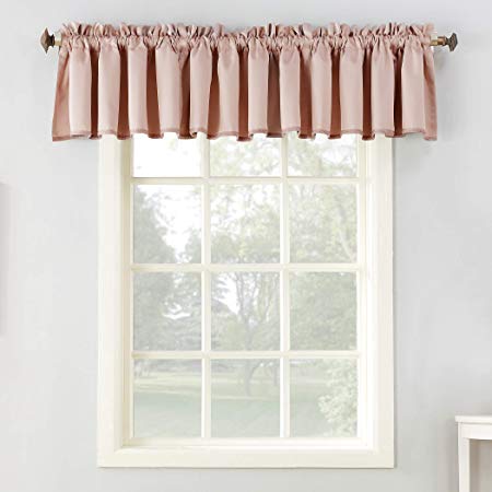 Sun Zero Barrow Collection Rod Pocket Room Darkening Valance, 54" x 18", Blush Pink