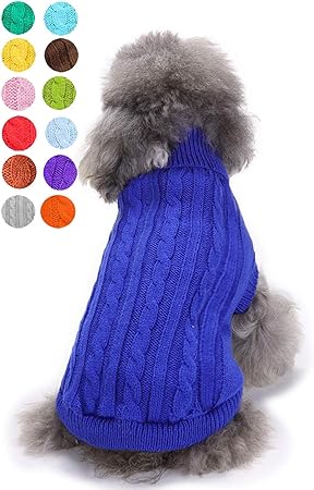 Dog Sweater, Warm Pet Sweater, Dog Sweaters for Small Dogs Medium Dogs Large Dogs, Cute Knitted Classic Cat Sweater Dog Clothes Coat for Girls Boys Dog Puppy Cat (Large, Dark Blue)