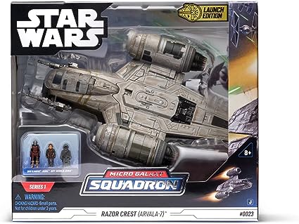 Star Wars Micro Galaxy Squadron Starship Class Deluxe Razor Crest ARVALA-7 Scavenged with 1-Inch Din Djarin, Kuiil and Off-World Jawa SWJ0030 Multicolored Vehicle & Figures Ages Eight Up