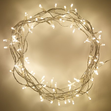 Perfect Lighting 100 Warm White LED Indoor Fairy Lights On Clear Cable String Lights with 8 Function Controller, 32.80ft (Warm)