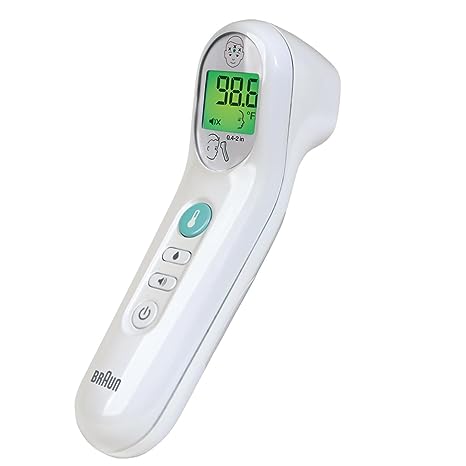 Braun No Touch 3-in-1 Thermometer, BNT100 - Professional Accuracy and Color Coded Fever Guidance for Babies, Toddlers, Kids and Adults