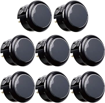 Sanwa 8 pcs OBSF-30 Original Push Button 30mm - for Arcade Jamma Video Game & Arcade Joystick Games Console (Gray) S@NWA