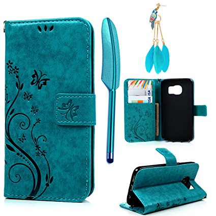 S7 Case,Galaxy S7 Case- MOLLYCOOCLE [Natural Luxury Blue] Stand Wallet Purse Credit Card ID Holders Design Flip Folio TPU Soft Bumper PU Leather Clear Ultra Slim Fit Cover for Samsung Galaxy S7