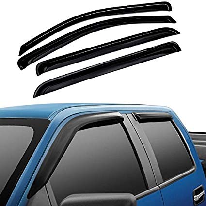 EZ Motoring Sun/Rain Guard Vent Shade Window Visors Wind Deflector for 09-17 Dodge Ram 1500/2500/3500 Crew Cab (Will NOT fit Towing Mirror)