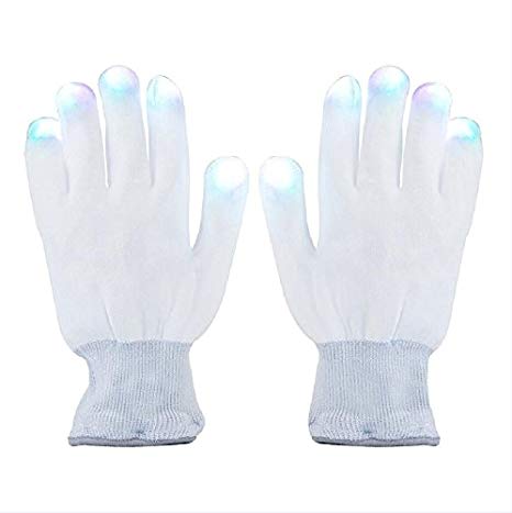Aomeiqi LED Gloves, Finger Light Gloves Colorful 6 Modes for Dance Party Halloween Light Show Rave Cycling White