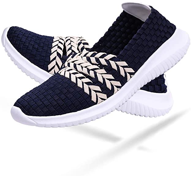 DAYOUT Slip On Walking Shoes for Women's Woven Wedge Casual Deck Loafers Comfort Lightweight Handmade Elasticized Shoe