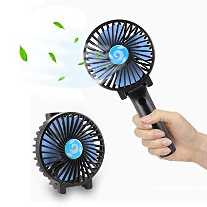 HENGQIANG Portable Mini Fan, Folding Handheld Small Fan, Built-In 1200mAh Rechargeable Battery, Equipped With 3 Kinds of Strong Wind, Can Be Used for Indoor Home, Outdoor Travel.（Black）