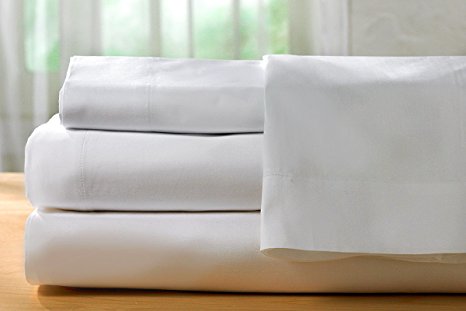 Hotel Sheets Direct Bamboo Bed Sheet Set 100% Rayon from Bamboo Sheet Set (Queen White)
