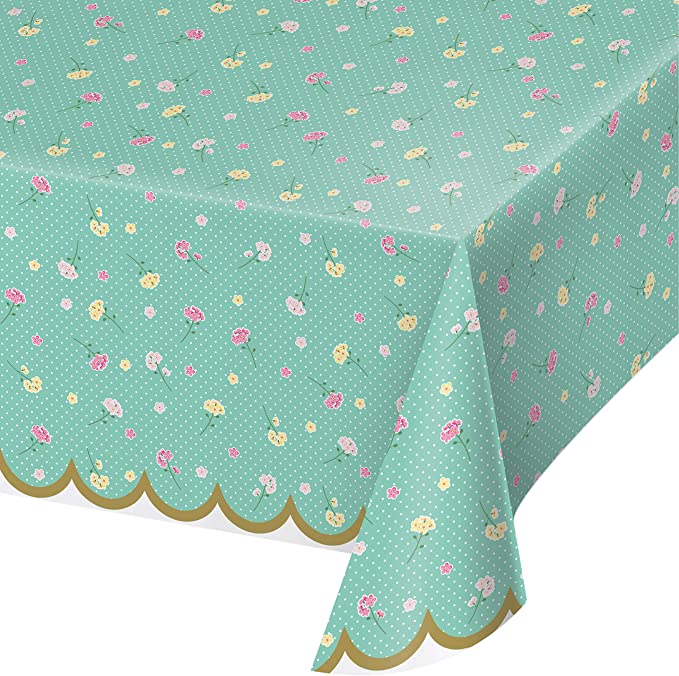 Floral Tea | Party Plastic Tablecloth "54" x 102" | 1ct