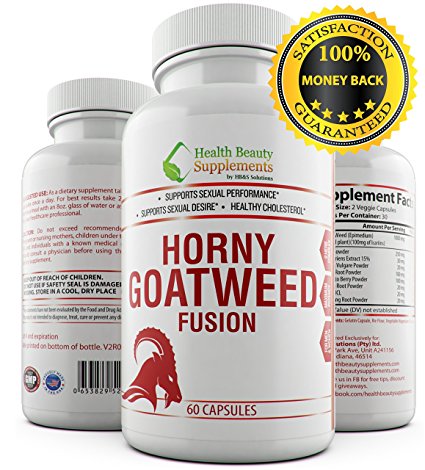 _HORNY GOAT WEED FUSION_ For Men & Women - Top Rated, Libido Booster - 1000mg Epimedium with Icariins - Horny Goat Weed With Maca - Horny Goat Weed Extract,Panax Ginseng Powder