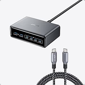 Anker Prime USB C to USB C Cable, 240W 6 ft & Anker 200W 6-Port GaN Charging Station