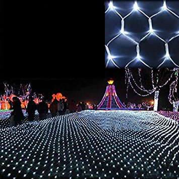 Ollny 9.8ft x 6.6ft 204 LEDs Net Mesh Fairy String Decorative Lights Tree-wrap with 8 modes for Wedding Christmas Outdoor Garden Home Decorations
