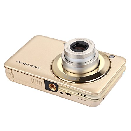 KINGEAR KG007 2.7 Inch TFT 5X Optical Zoom 15MP 1280x720 HD Anti-shake Smile Capture Digital Video Camera--Gold