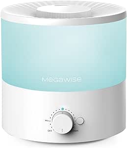 MEGAWISE Cool Mist Humidifiers for Bedroom, BabyRoom, Office and Plants, 1.5L Essential Oil Diffuser with Adjustable Mist Output, 25dB Quiet Ultrasonic Humidifiers, Up to 10H, Easy to Clean