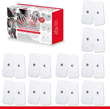 TENS Unit Electrodes - Snap Electrode Pads for TENS Massage EMS - Self Adhesive Reusable up to 30. (X-Large)