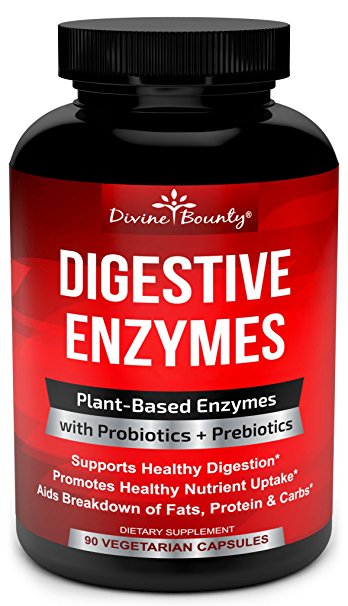 Digestive Enzymes with Probiotics & Prebiotics - Digestive Enzyme Supplements w Lipase, Amylase, Bromelain For Digestion, Bloating, Gas, and IBS For Men and Women – 90 Vegetarian Capsules
