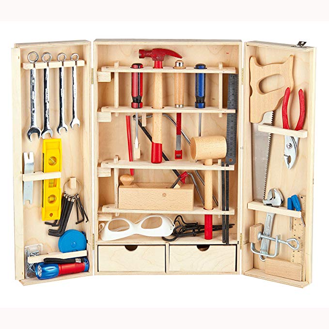 Leomark Wooden Master Tool Set 50pcs Toolbox Preschool Learning Toys Tool Kit