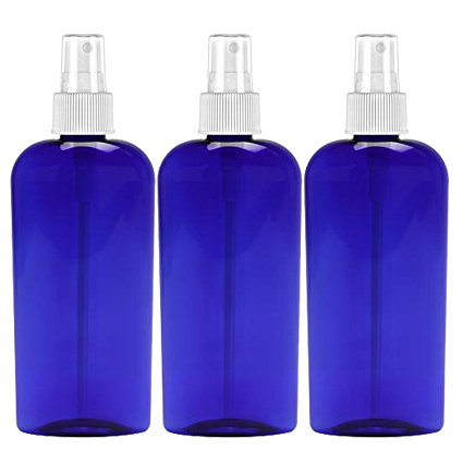MoYo Natural Labs 8 Oz Large Mist Spray Bottle Refillable Reusable Empty 8 oz Fine Mist Bottle 3 Pack Cobalt Blue Oval 8 OZ Pack of 3