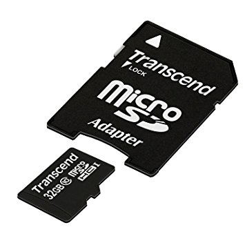 Transcend 32GB MicroSDHC Class 10 Memory Card with Adapter