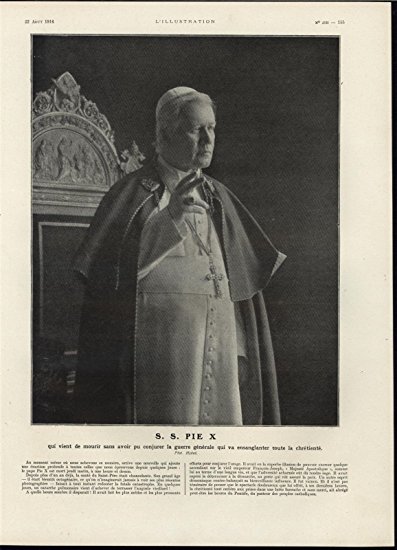 Memorial Pope Siant Pius X Remembrance World War I 1914 vintage historic print