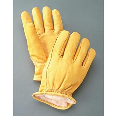 Radnor RAD64057450 Medium Yellow Deerskin Thinsulate Lined Cold Weather Gloves, Keystone Thumb, Slip On Cuffs, Double Stitched Hem/Shirred Elastic Wrist