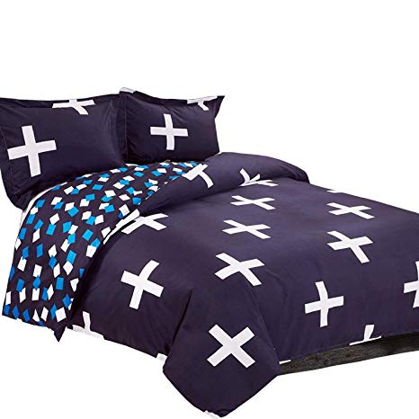 NTBAY 3 Pieces Duvet Cover Set Printed Microfiber Reversible Design(King, Cross)