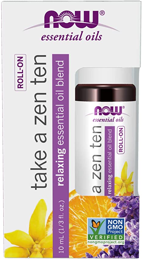 Now Essential Oils, Take A Zen Ten Roll On, Non-GMO Project Verified, Relaxing Blend, Steam Distilled, Topical Aromatherapy, 10-mL