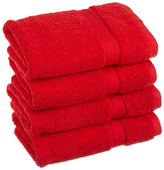 Superior 900 Gram 100% Premium Long-Staple Combed Cotton 4-Piece Hand Towel Set, Red