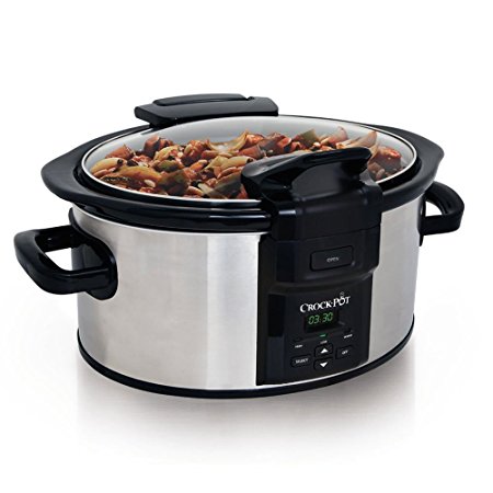 Crockpot SCCPVC600LH-S Lift & Serve Locking Hinged Lid Slow Cooker, 6 quart, Stainless Steel