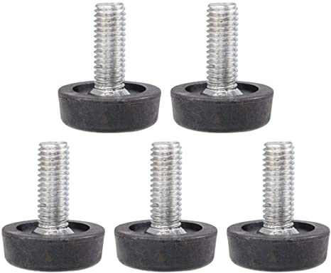 uxcell 5 Pcs Screw on Type Furniture Leveling Foot Adjuster Black M8 x 20mm