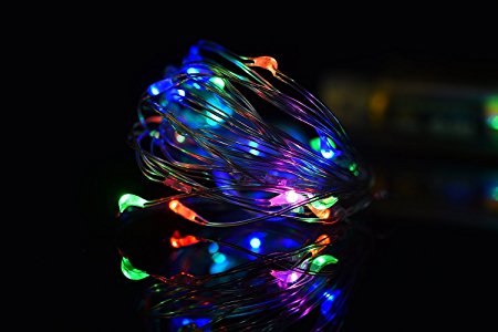 Amazlab T5R, 5 meter/16.5 feet, Set of 3, Soft Copper Wire Twine Micro LED String Lights, 50 LED Bulbs Starry Indoor Outdoor Decoration, Fairy Lights Battery Operated. Multi Colored